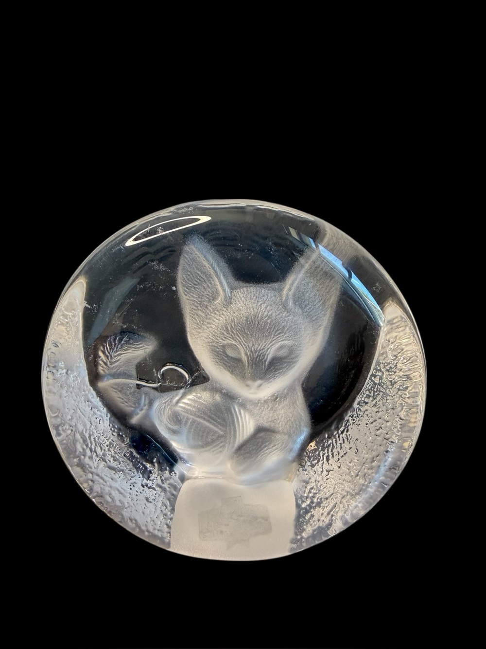 Mats Jonasson Crystal CAT KITTEN Playing With Yarn Sculpture Paperweight Signed